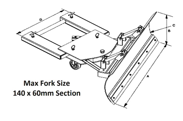 SSP forklift sprung snow plough dimensions